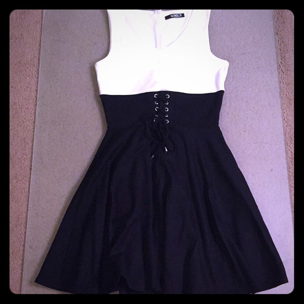 Black and white shoulder strap dress by XOXO